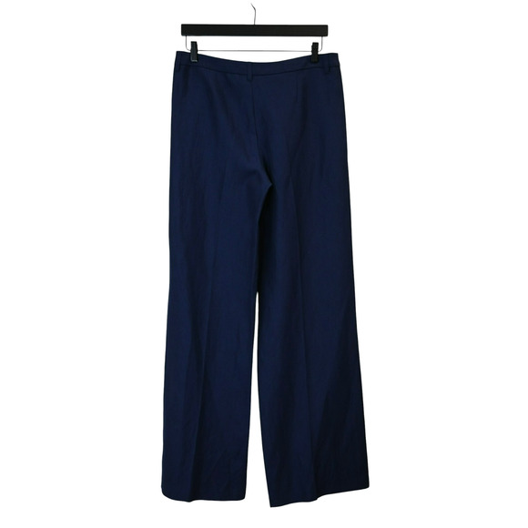 Moschino Cheap and Chic Wide Leg Pants Size 10 Blue Career Wool Linen Pleated - Picture 2 of 8